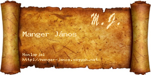 Manger János névjegykártya
